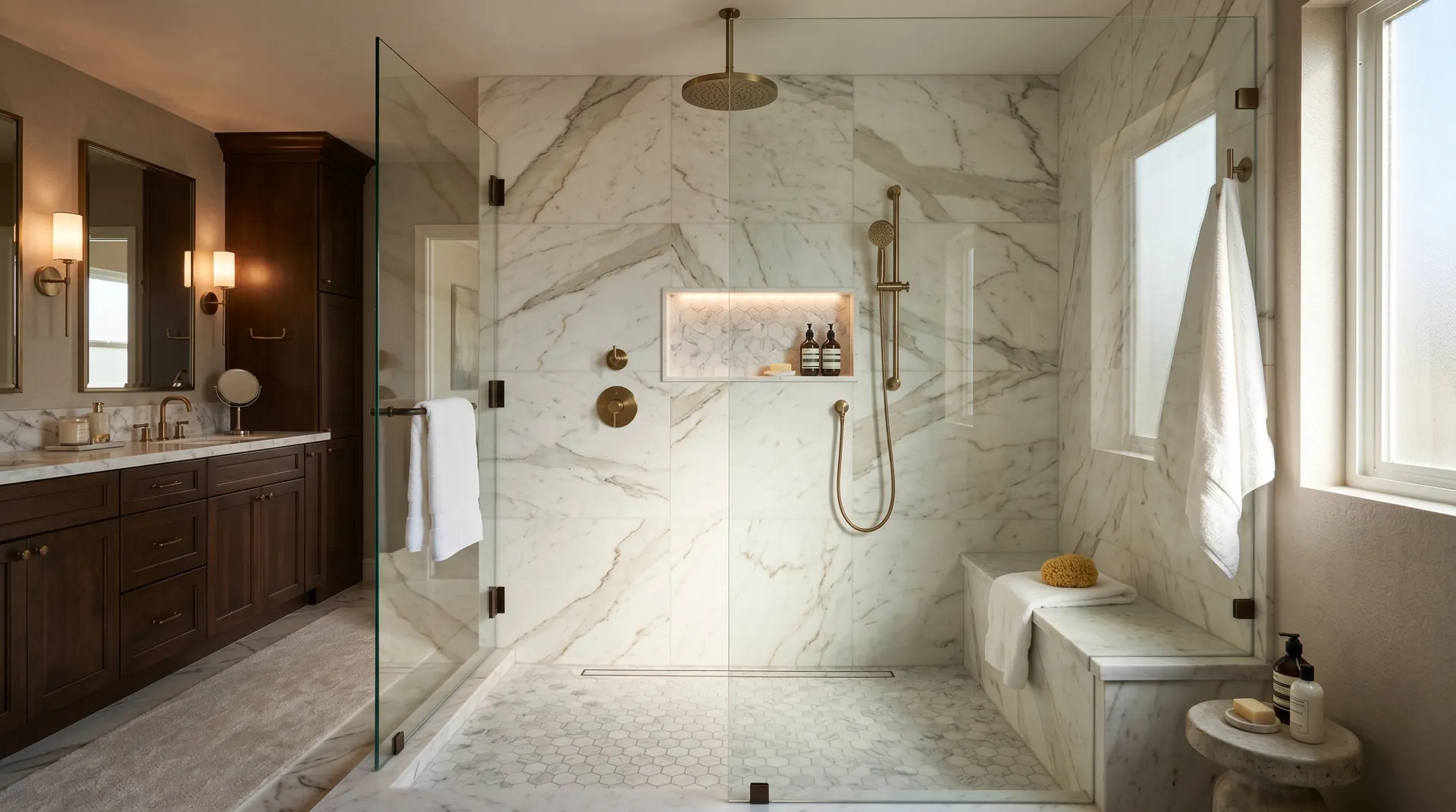 Calacatta marble shower